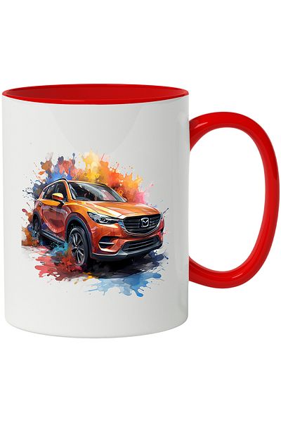 StoryGift Romania Car Mug, Mazda, Brand, Splash Paint, Wheels, Multicolor 330 ml, Ceramic, With,STG.