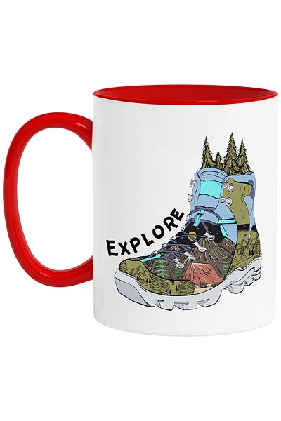 StoryGift Romania Mug with the message "Explore", travel, illustration, nature, explore, ice, arm, With ,STG