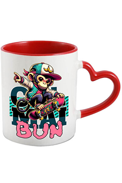 StoryGift Romania Cana Cel Mai Bun - Maimuta Cool Pe Skateboard, 330ml, Ceramica Cu Maner Inima Ro, Cu ,stg