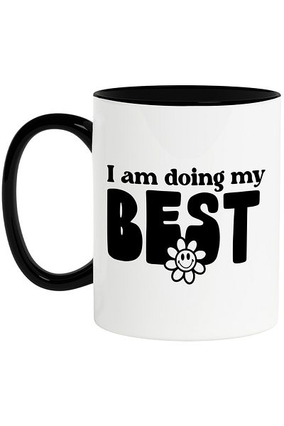 StoryGift Romania Mug with a flower and the message in English "I am doing my best" - I give it my all, With ,STG.