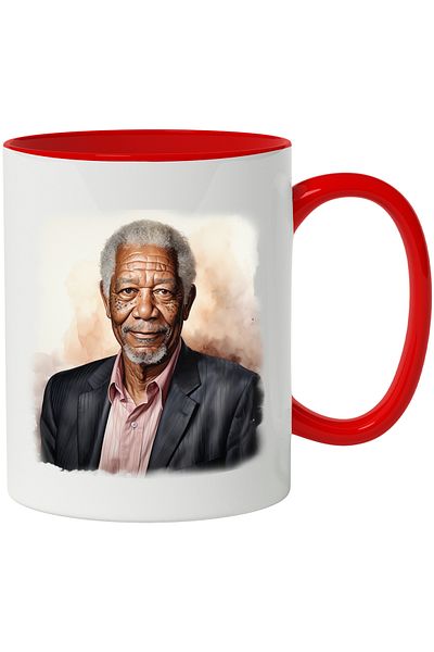 StoryGift Romania Mug With Morgan Freeman, Actor, Celebrity, Hollywood, Movies, Multicolor 330 ml,, With ,STG .