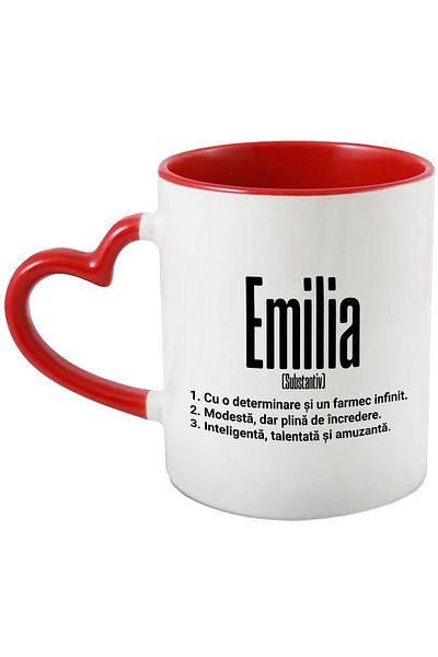 StoryGift Romania Mug With the Name Emilia, and Motivational Message, Determination, Modesty, Intelligence,, With ,STG.