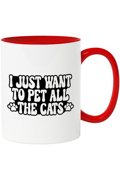 StoryGift Romania Mug for cat lovers who want to pet all cats with Red Handle, With ,STG.