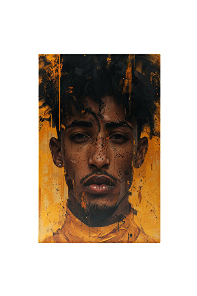 StoryGift Romania Tablou Canvas Barbat Seducator Cu Cercei In Ureche Si Par Cret Cu Ochii Speciali Si Pistrui Cu