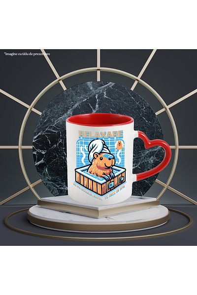 StoryGift Romania Hamster at the spa mug, don't bother me relaxing, 330ml, Ceramic with Red Heart Handle, With,STG