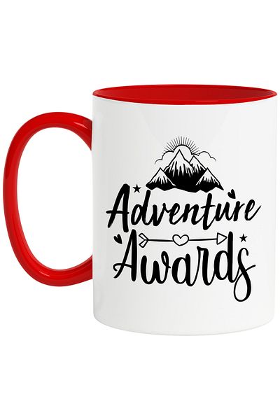 StoryGift Romania Mug with mountains and hearts for hiking lovers with the message "Adventure aw, With, STG.