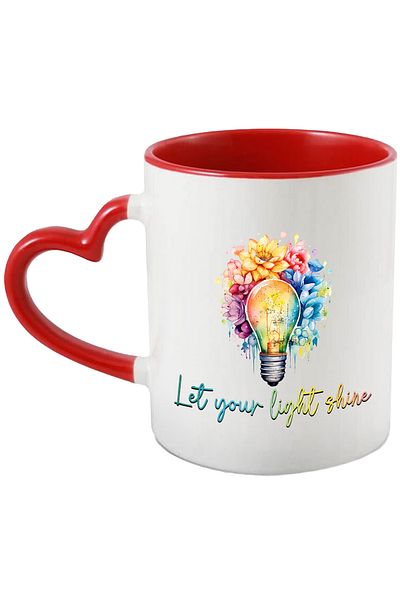 StoryGift Romania Mug with the message "Let your light shine", illustration, motivational, light, shine, With,STG.