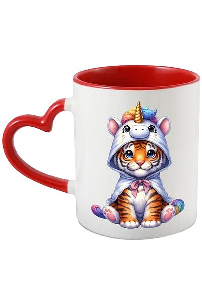 StoryGift Romania Mug with a tiger in a unicorn costume, illustration, for children, playful, cheerful c, With ,STG.