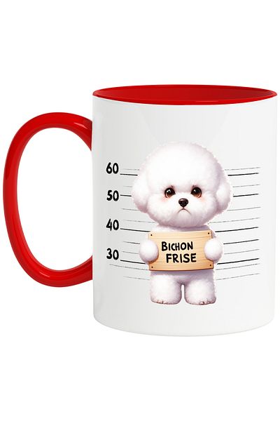 StoryGift Romania Mug with Bichon Frise, dog, pet, illustration, in prison, cheating, With, STG.