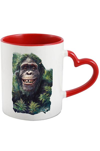 StoryGift Romania Mug With Monkey Laughing Among Leaves, Jungle, Bananas, Chimpanzees, Ceramic, 3, With, STG.