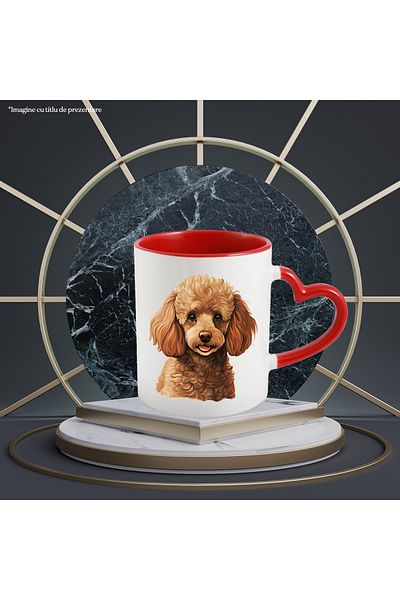 StoryGift Romania Mug with a furry puppy, illustration, playful, cheerful, for dog lovers, With,STG.