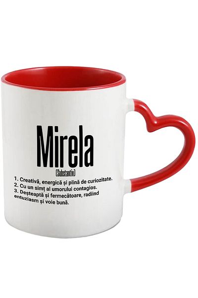 StoryGift Romania Mug With Name Mirela, and Motivational Message, Creative, Smart, Curious, Amu, With, STG.