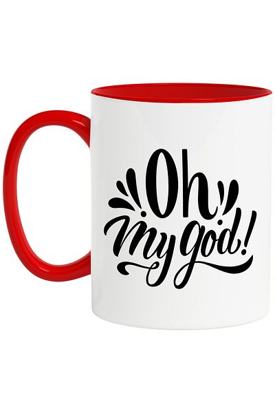 StoryGift Romania Cana Cu Textul "oh, My God!" - Oh, Dumnezeule Cu Maner Rosu, Cu Maner Rosu Stg ,stg ,stg