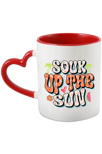 StoryGift Romania Mug with the message "Souk up the sun", summer, vacation, relaxation, holiday, illustration, With ,STG.