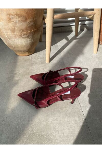 LA PASSION Arkası Açık Dekolteli Rugan Bordo Kadın stiletto