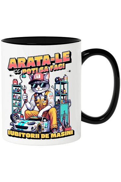 StoryGift Romania Mug show them you can cars cat mechanic, motivational, 330ml, Ceramic with Handle, With, STG.