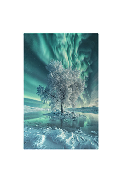 StoryGift Romania Tablou Canvas: Esența Aurorei Boreale Și Copacul Crescut În...