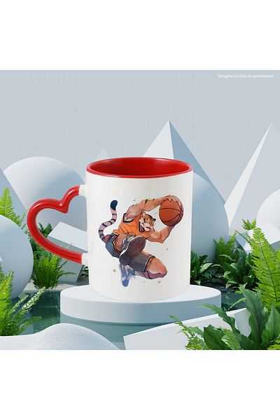 StoryGift Romania Mug with a tiger playing basketball | illustration | sport | passion | match | yours, With ,STG.