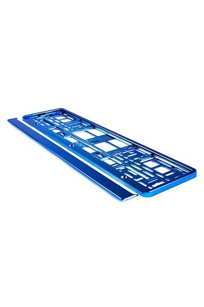 motor starter Metallic blue license plate holder, universal size