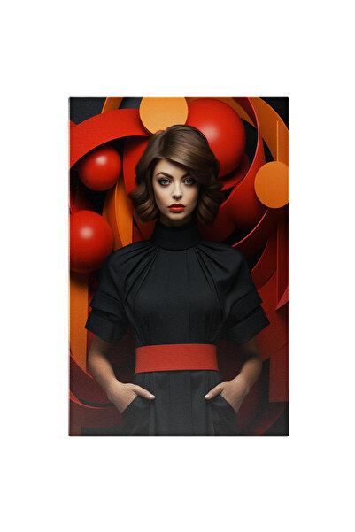 StoryGift Romania Tablou Canvas: Femeie In Rochie Neagra Care Tine Mainile In...