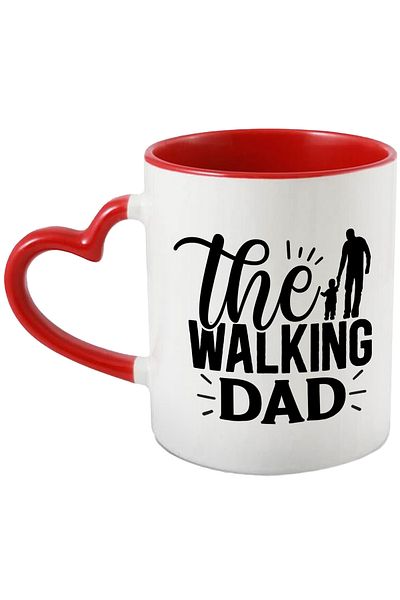 StoryGift Romania Mug for the father who walks with his children with text in English with Heart Handle, With ,STG.