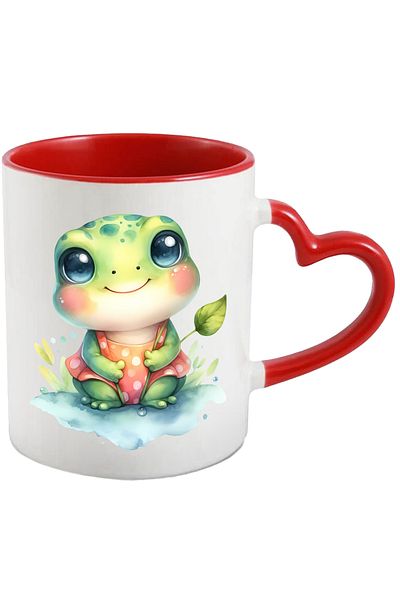 StoryGift Romania Mug with a cheerful frog | illustration | leaves | plants | nature | water | lake | , With ,STG .