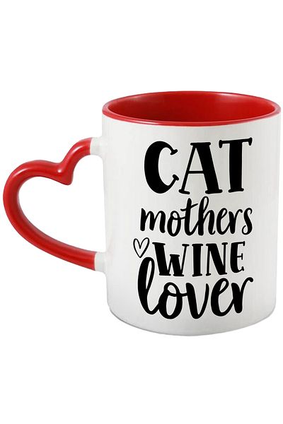 StoryGift Romania Mug for moms who love cats and wine with the message "Cat mother, wine lo, Cu,STG.