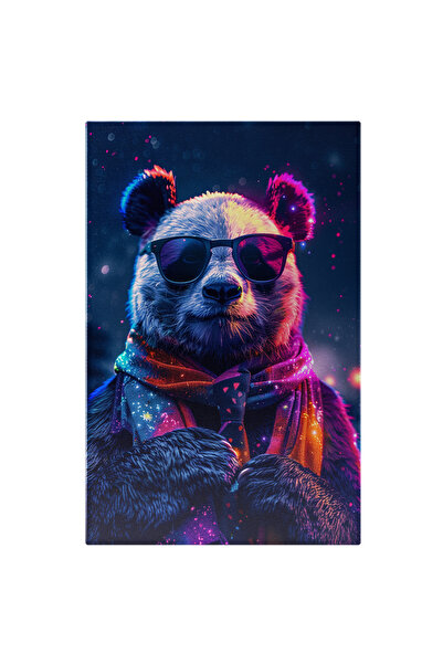 StoryGift Romania Tablou Canvas Chipeșul Urs Panda Cu Eșarfă Strălucitoare Su...