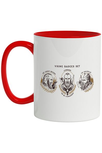StoryGift Romania Mug With Viking Badges Set Message, Emblem, Valhalla, Multicolor 330 ml, Ceramic, With,STG.