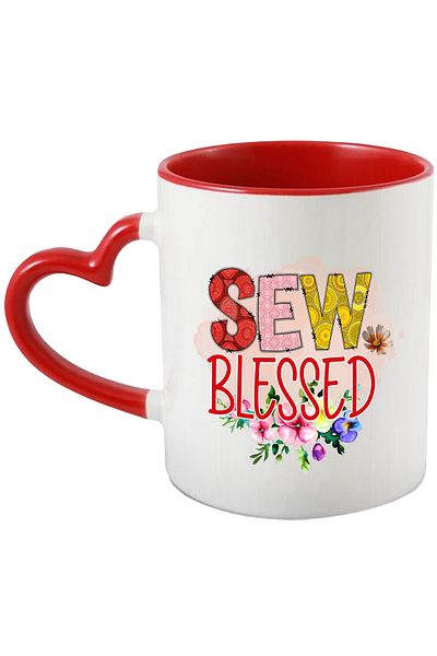 StoryGift Romania Mug with the message "Sew blessed", profession, illustration, work, dedication, passion, f, With ,STG