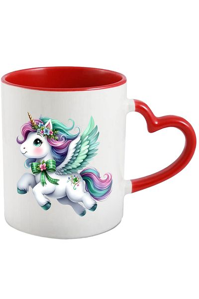 StoryGift Romania Mug with a unicorn with wings | illustration | flowers | four-leaf clover tattooed | , With ,STG .
