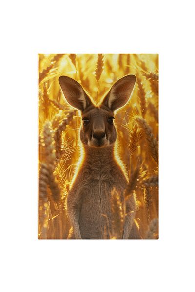 StoryGift Romania Tablou Canvas: Animal De Preierie În Lan Cu Ceriale Și Plante Aurii- Animal Sălbatic Și Habita