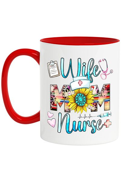 StoryGift Romania Mug with the message "Wife, mom, nurse", profession, illustration, work, dedication, passion, With ,STG.