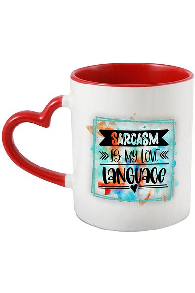 StoryGift Romania Mug with the message "Sarcasm is my love language", heart, illustration, funny, laugh,, With ,STG.
