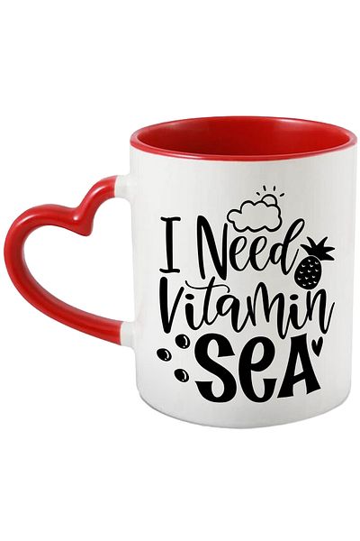 StoryGift Romania Mug with the message "I need sea vitamin" - beach vacation holiday with Mane, Cu, STG.
