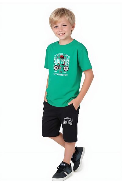 FYK KİDS Boy's Summer Cycling Printed Bottom-Top Suit