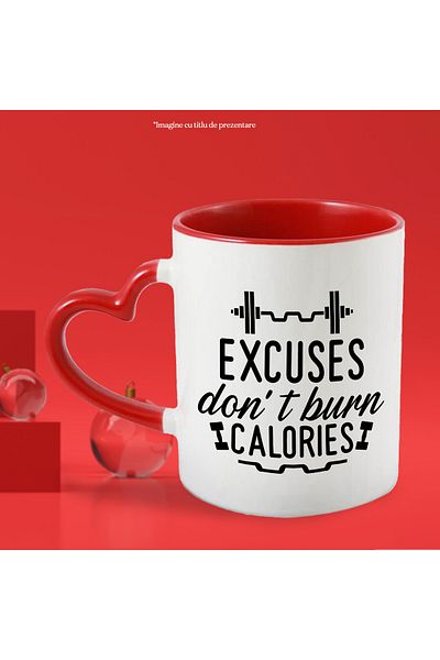 StoryGift Romania Mug with motivational message in English "Excuses don't burn calories" - excuses don't, With ,STG.