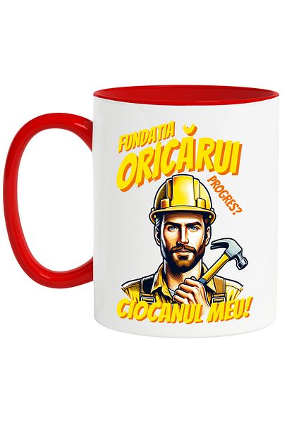 StoryGift Romania Mug Builder Man The Foundation of Any Progress My Hammer!, 330ml, Ceramic, With,STG.