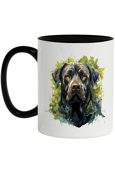 StoryGift Romania Mug With Dog, Vegetation, Leaves, Watercolor, Paint, Multicolor 330 ml, Ceramic, With ,STG.