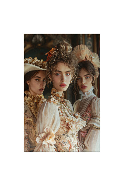 StoryGift Romania Tablou Canvas Trei Domnite Imbracate In Rochii Medievale Cu...