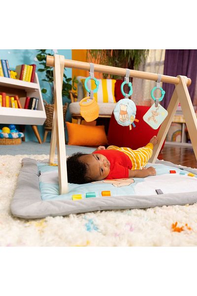 Bright Starts Winnie the Pooh Wooden Bar Activity Gym with Toys | Ages 0–12M