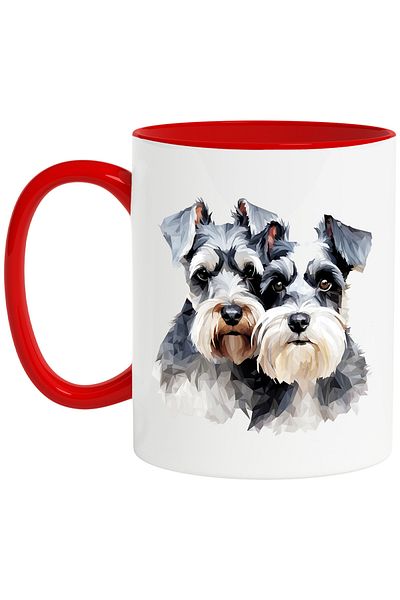 StoryGift Romania Mug with 2 puppies, illustration, abstract, polygonal art, serious, for lovers, With,STG.