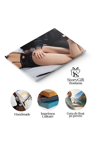 StoryGift Romania Tablou Canvas - Dominare In Dormitor, Lenjerie Si Bici, Atmosfera Incitanta