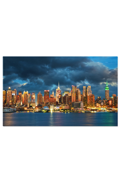StoryGift Romania Tablou Canvas - Peisaj Nocturn In Manhattan - Luminite Si Skyscrapere In Midtown
