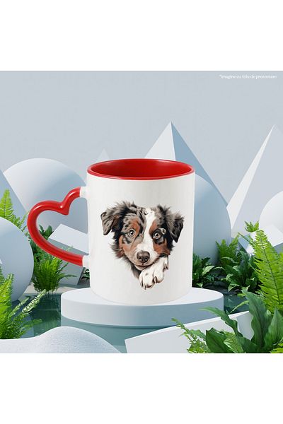 StoryGift Romania Mug with a playful puppy | illustration | for dog lovers | listens to his s, With ,STG