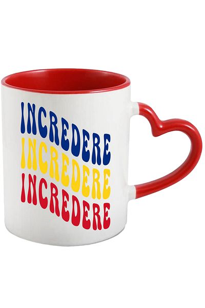 StoryGift Romania Mug The Word Trust, in the Colors of the Romanian Flag, Red, Yellow, Blue,, With,STG.