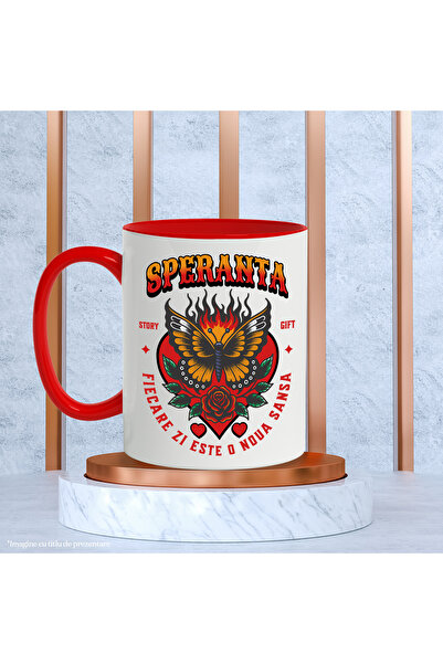 StoryGift Romania Butterfly Mug - Hope, Every Day Is a New Chance, 330ml, Ceramic with R Handle, With ,STG.
