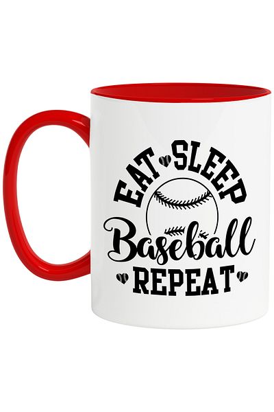 StoryGift Romania Baseball mug with the message "Eat sleep, baseball, repeat" - eat sleep, With ,STG.