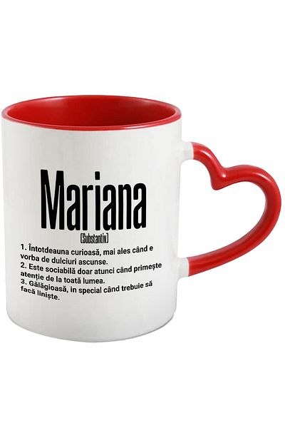 StoryGift Romania Mug With the Name Mariana, and Funny Message, Curious, Sociable, Noisy, 330ml, With,STG.