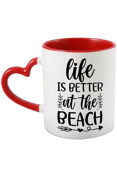 StoryGift Romania Mug with the message "Life is better at the beach" - life is better on the sunny beach, With,STG.
